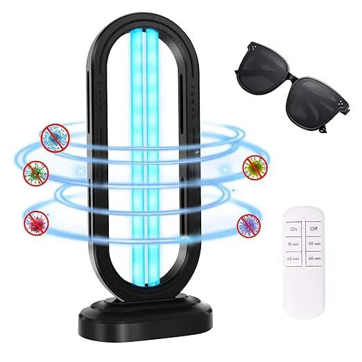 UV Light Sanitizer,4-Speed Timing and Remote Control UVC Home Disinfection Device,Ultraviolet Light Sanitizer for Bed Bugs and Dust Mites,UV Lamp for Whole Room,Black by GreenHaven Gardens