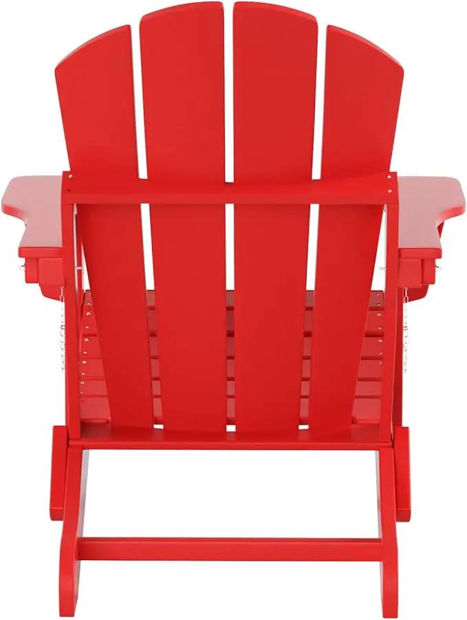 WO Home Furniture Adirondack Chairs Table Set of 3 PCS Outdoor Folding Chairs Coffee Table Weather/UV Resistant for Lawn, Garden, Bon Fire, Balcony (Red) by GreenHaven Gardens