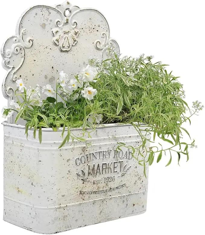 All Chic Metal Wall Planter Wall Mount Planter Wall Haning Planter Outdoor Metal Wall Planter Wall Vases for Flowers Shabby Chic Wall Decor for Rustic Farmhouse by GreenHaven Gardens
