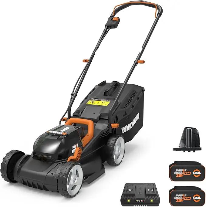 WORX 40V 14" Cordless Lawn Mower for Small Yards, 2-in-1 Electric Mower Cuts Quietly, Compact & Lightweight Push Lawn Mower with 6-Position Height Adjustment WG779 – 2 Batteries & Charger Included by GreenHaven Gardens
