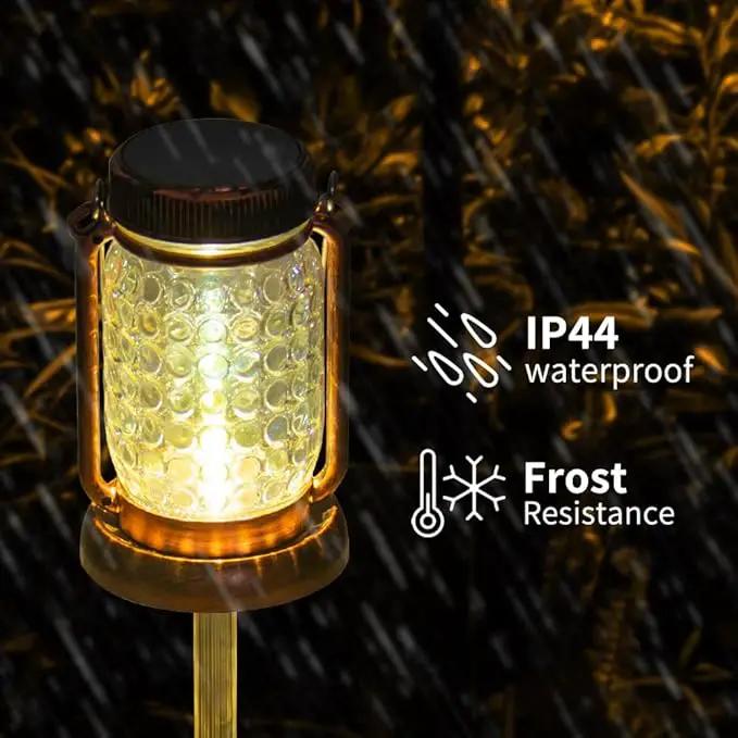 Outdoor Garden Decor, 2 Pack Solar Lantern Waterproof Warmwhite Mason Jar Hanging Lights, Porch Decorative for Garden Yard Patio Backyard Deck Courtyard Lawn by GreenHaven Gardens