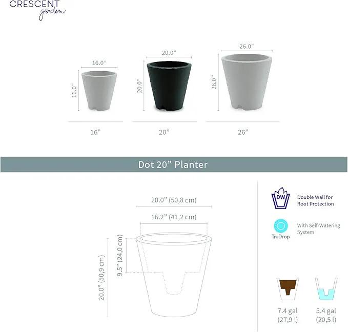 Crescent Garden Dot TruDrop Indoor/Outdoor Planter, Self-Watering Plant Pot, 20 Inches, (Old Bronze) by GreenHaven Gardens