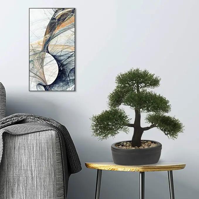 Artificial Bonsai Tree Juniper Faux Plants Indoor Small Fake Plants Decor with Ceramic Pots for Home Table Office Desk Bathroom Shelf Bedroom Living Room Farmhouse Decorations by GreenHaven Gardens