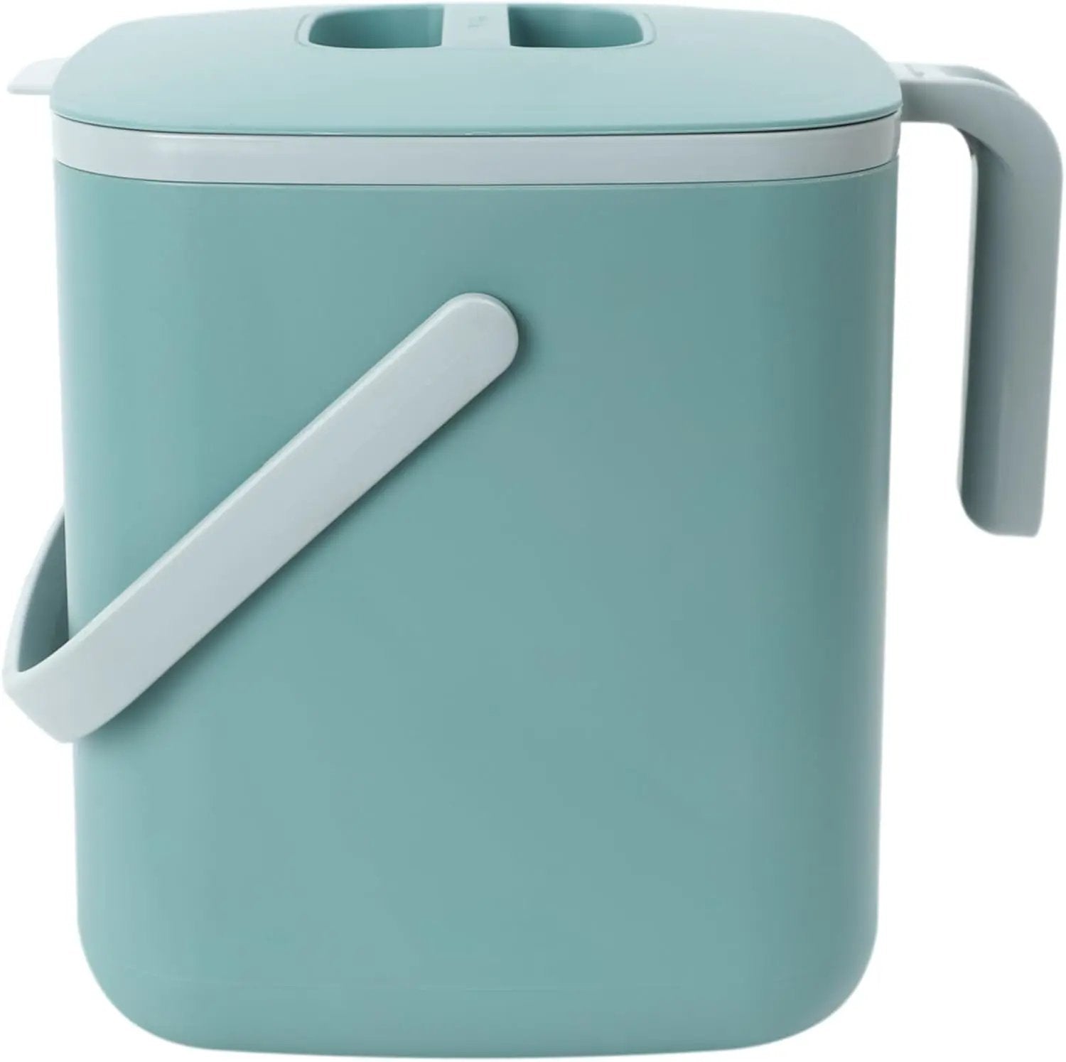 Blue Ginkgo Kitchen Compost Bin [5L / 1.32 GAL] – Filter-Free, Odor-Tight Countertop Food Waste Pail with Handles (Made in Korea, Green) by GreenHaven Gardens