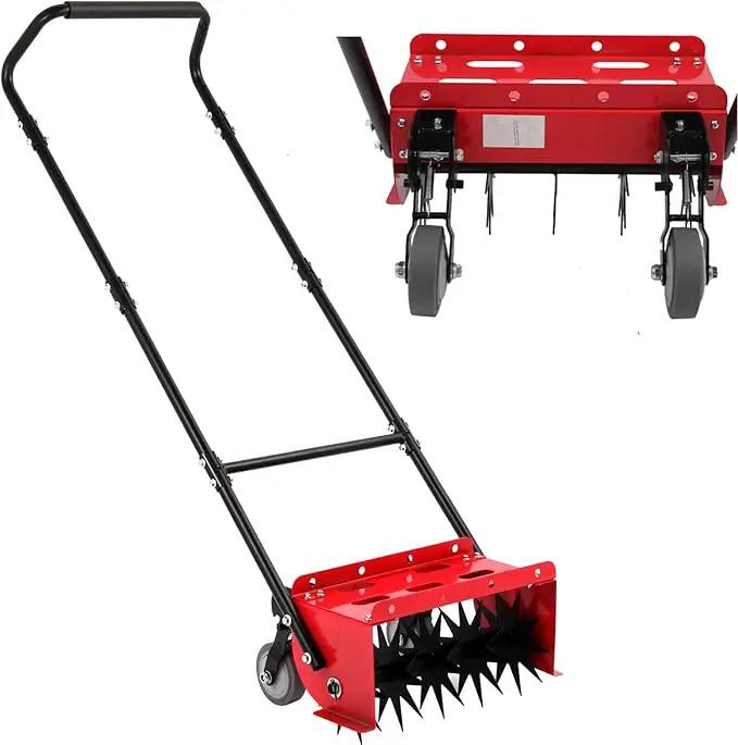 Lawn Aerator,16.5 inch Push Spike Aerator with Side skids, Height Adjustable Rear Wheel Pushed Aerator Lawn Tool, 2025 Upgraded Rolling Manual Tiller,Suitable for Lawn, Garden and Yard. by GreenHaven Gardens