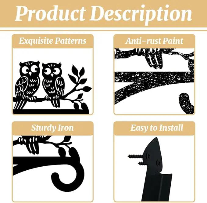 peacoblue Iron Plant Hangers Hooks for Outdoor Indoor Hanging Plants Flower Fern Pots Lantern Bird Feeder Wind Chimes, 12"x14" Owl Weather Resistant Metal Wall Holder for Porch Garden Farmhouse(Owl) by GreenHaven Gardens