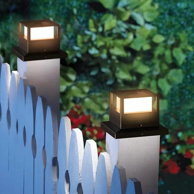 Viewsun 4 Pack Solar Post Lights, Outdoor Garden Solar Powered Fence Post Cap Lights with SMD LEDs Waterproof Light Decorative for Fence Deck or Patio Decor, Fits 4x4, 5x5 or 6x6 Wooden Posts by GreenHaven Gardens