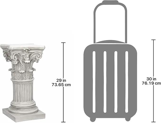 Design Toscano Corinthian Pedestal Column Plant Stand, Medium 29 Inch Tall, Cast Stone Resin, Antique Stone Finish by GreenHaven Gardens
