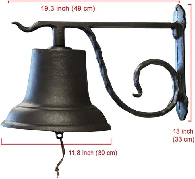 NACH Rustic Cast Iron Doorbell, Large Door Bells for Homes, Kitchen Door Bell, Dinner Bell, Black Doorbell, 19.3 x 11.8 x 13 Inches, JS-90-098 by GreenHaven Gardens