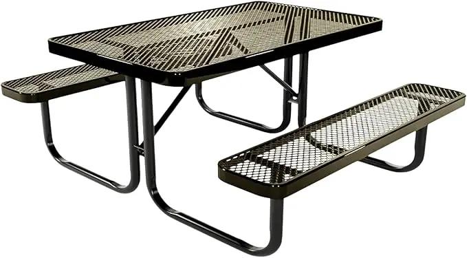 Heavy-Duty Portable Outdoor Kids Table, Expanded Metal Kids Picnic Table, Commercial-Grade Picnic Table, Made in America (4ft Rectangular, Childrens, Textured Gold Vein) by GreenHaven Gardens