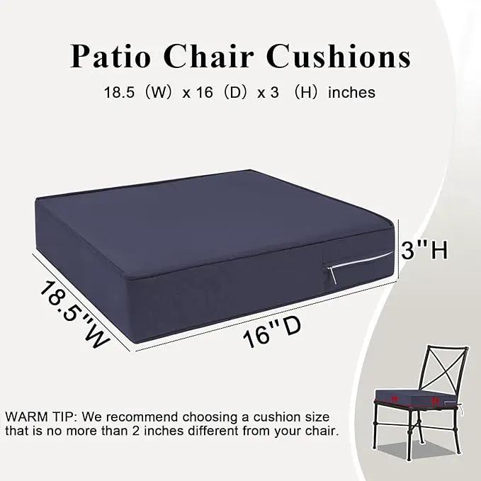 Outdoor Chair Cushions Set of 2 for Patio Furniture 18.5x16x3 Inch Waterproof Patio Chair Cushion 3 Year Color Fastness Rectangle Elastic Foam Garden Couch Pads with Ties and Handle,Grey by GreenHaven Gardens