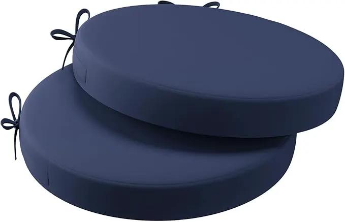 AAAAAcessories Outdoor Seat Cushions for Chairs, Waterproof, Fade-Resistant Patio Furniture Replacement Cushions, 15" x 15" x 2", Set of 2, Navy Blue by GreenHaven Gardens