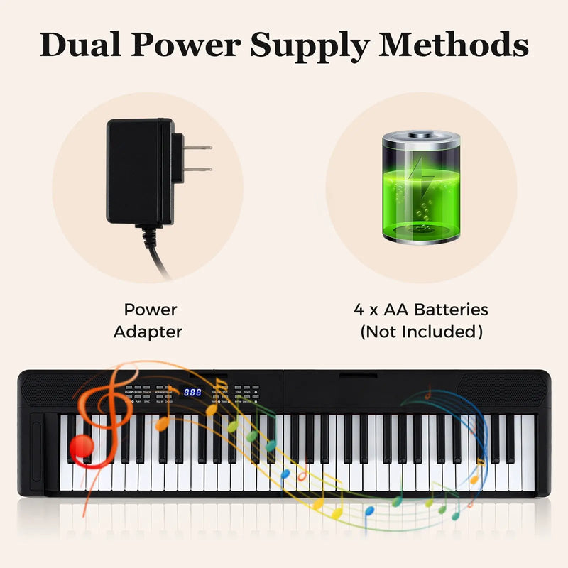61-Key Foldable Piano Keyboard Full-size Electronic Keyboard with MIDI and Split Function by DirectDeals