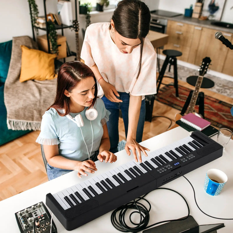 61-Key Foldable Piano Keyboard Full-size Electronic Keyboard with MIDI and Split Function by DirectDeals