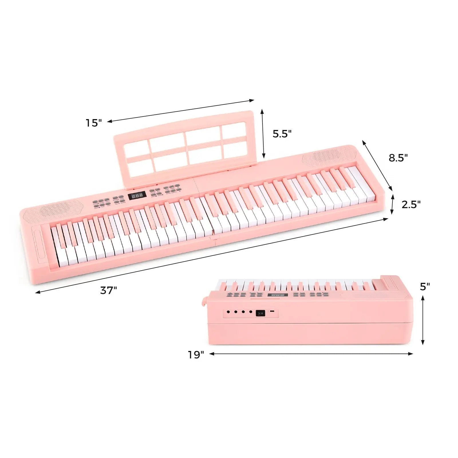 61-Key Foldable Piano Keyboard Full-size Electronic Keyboard with MIDI and Split Function by DirectDeals