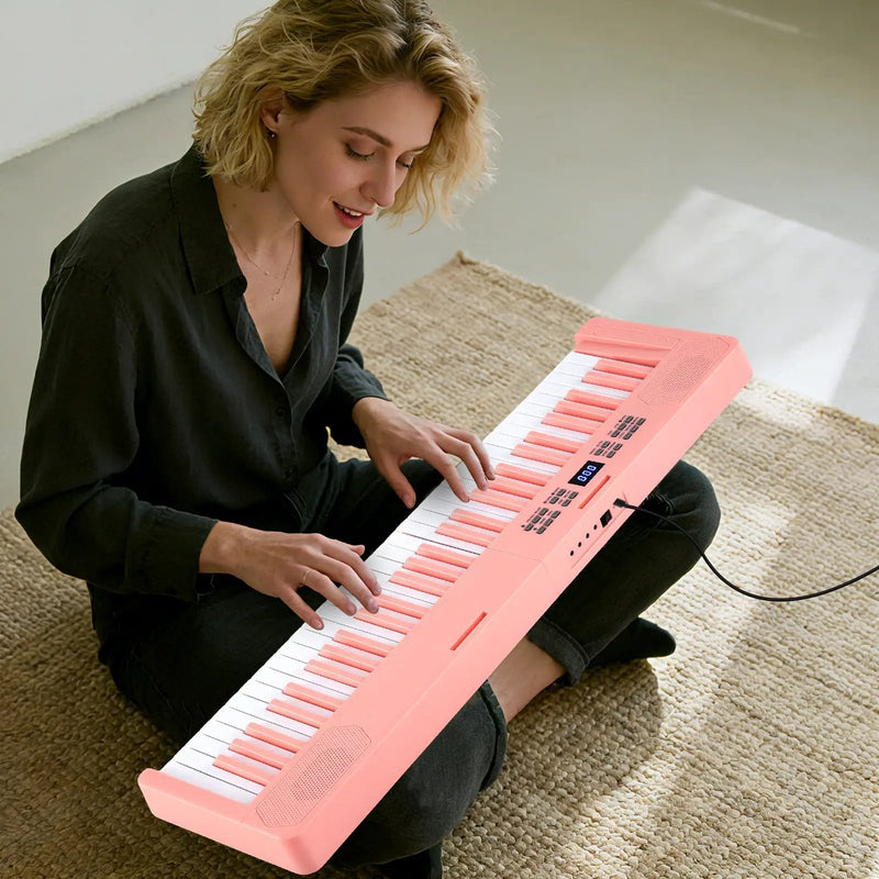 61-Key Foldable Piano Keyboard Full-size Electronic Keyboard with MIDI and Split Function by DirectDeals