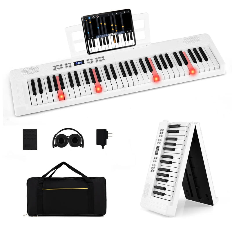 61-Key Foldable Piano Keyboard Full-size Electronic Keyboard with MIDI and Split Function by DirectDeals
