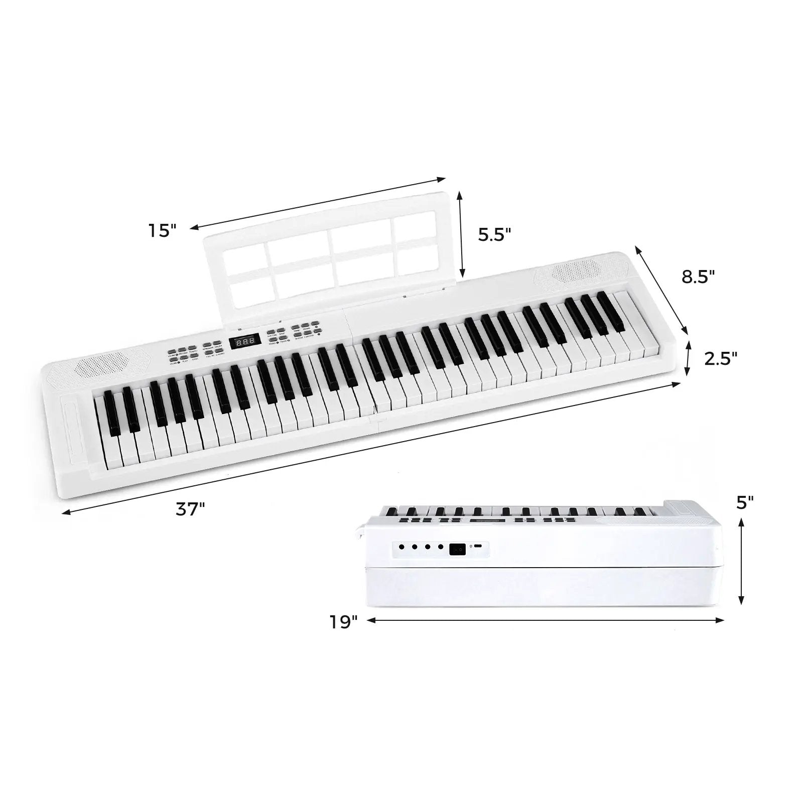 61-Key Foldable Piano Keyboard Full-size Electronic Keyboard with MIDI and Split Function by DirectDeals