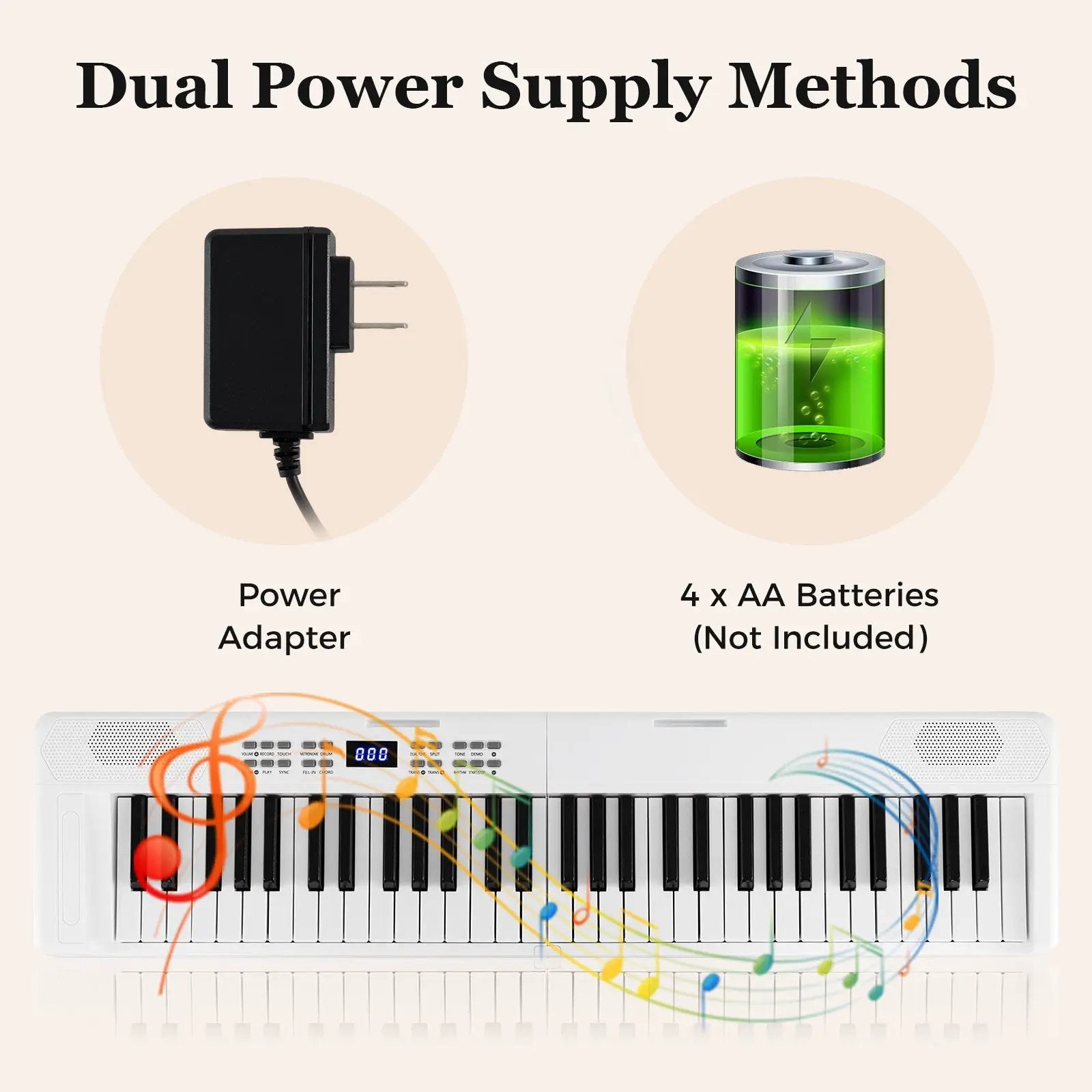 61-Key Foldable Piano Keyboard Full-size Electronic Keyboard with MIDI and Split Function by DirectDeals