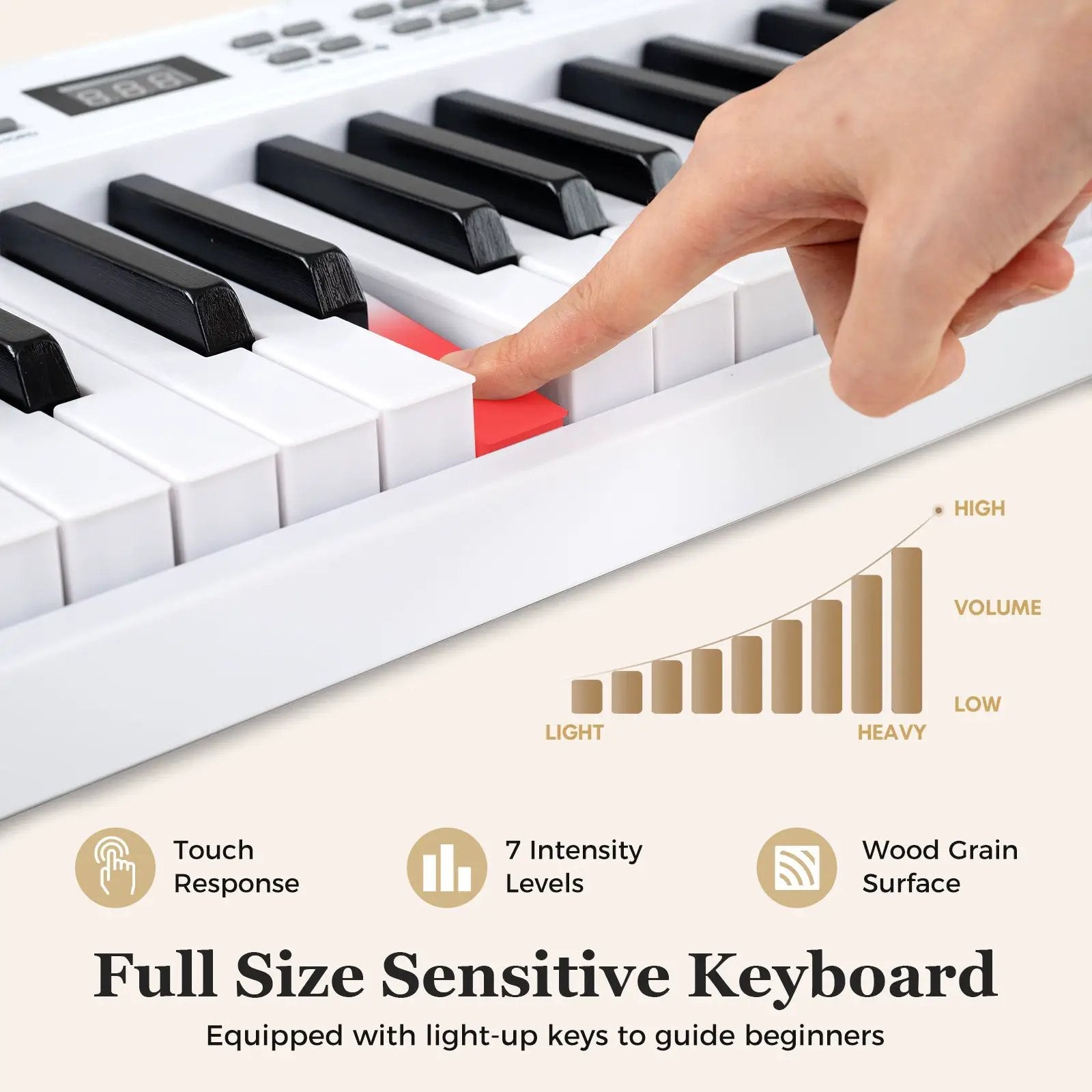 61-Key Foldable Piano Keyboard Full-size Electronic Keyboard with MIDI and Split Function by DirectDeals