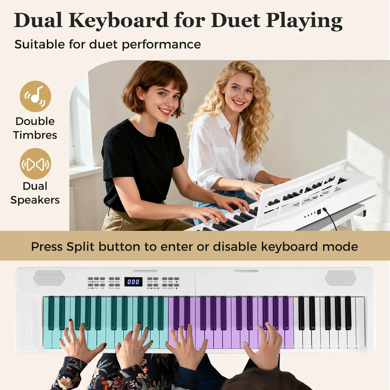 61-Key Foldable Piano Keyboard Full-size Electronic Keyboard with MIDI and Split Function by DirectDeals