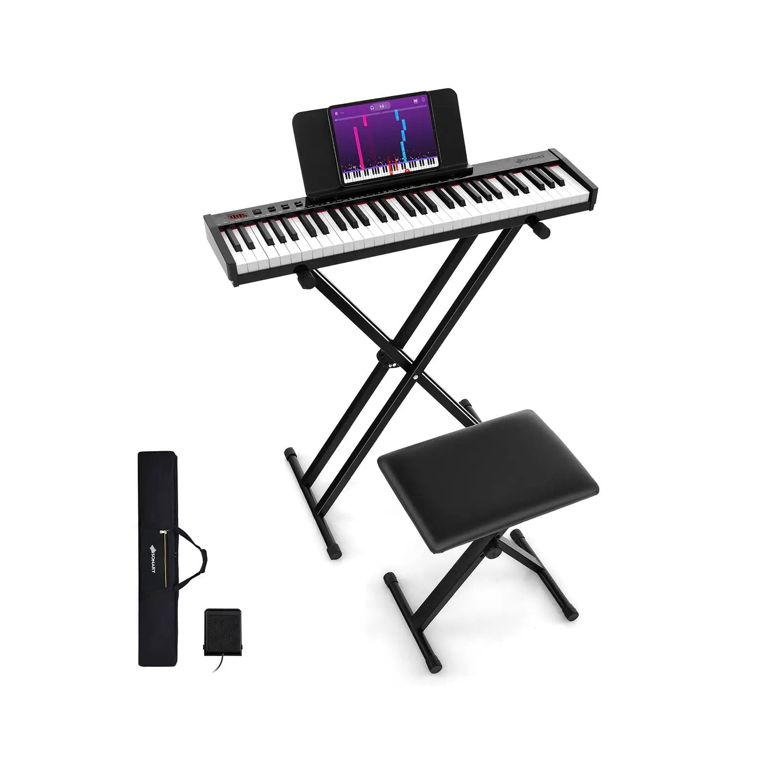 61-Key Portable Electronic Keyboard Piano Complete Digital Piano Set with Stand and Stool by DirectDeals