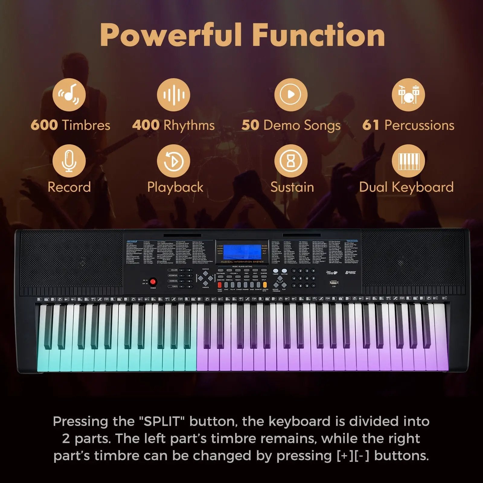 61-Key Portable Electronic Keyboard Piano with Stand and Stool by DirectDeals
