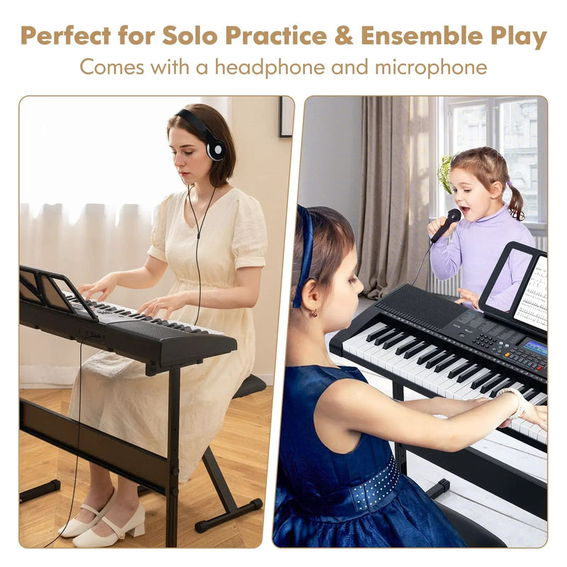 61-Key Portable Electronic Keyboard Piano with Stand and Stool by DirectDeals
