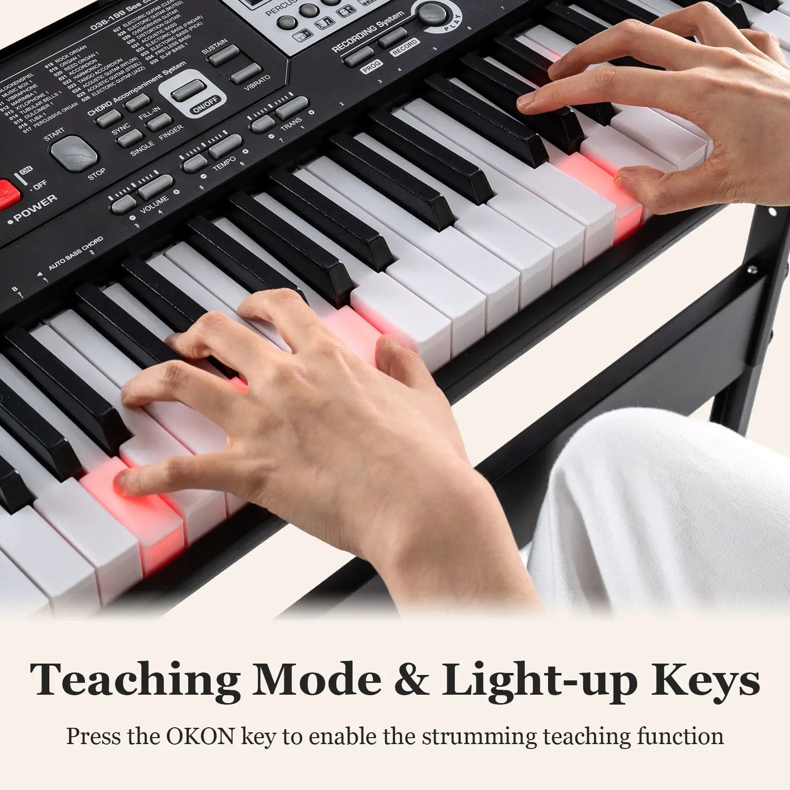 61 Keys Beginners Piano Keyboard Electric Keyboard Kit with Adjustable Stand and Stool-Black by DirectDeals