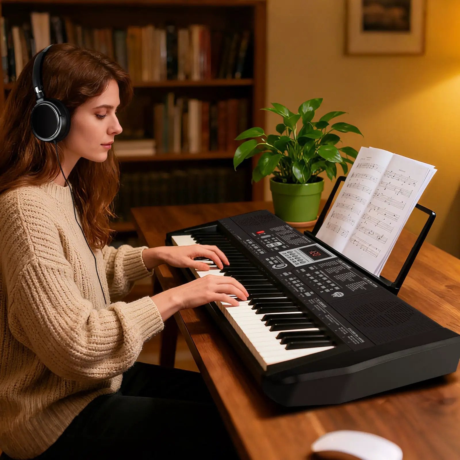 61 Keys Portable Keyboard for Beginners Electric Piano Keyboard Kit with 200 Rhythms and 200 Tones-Black by DirectDeals