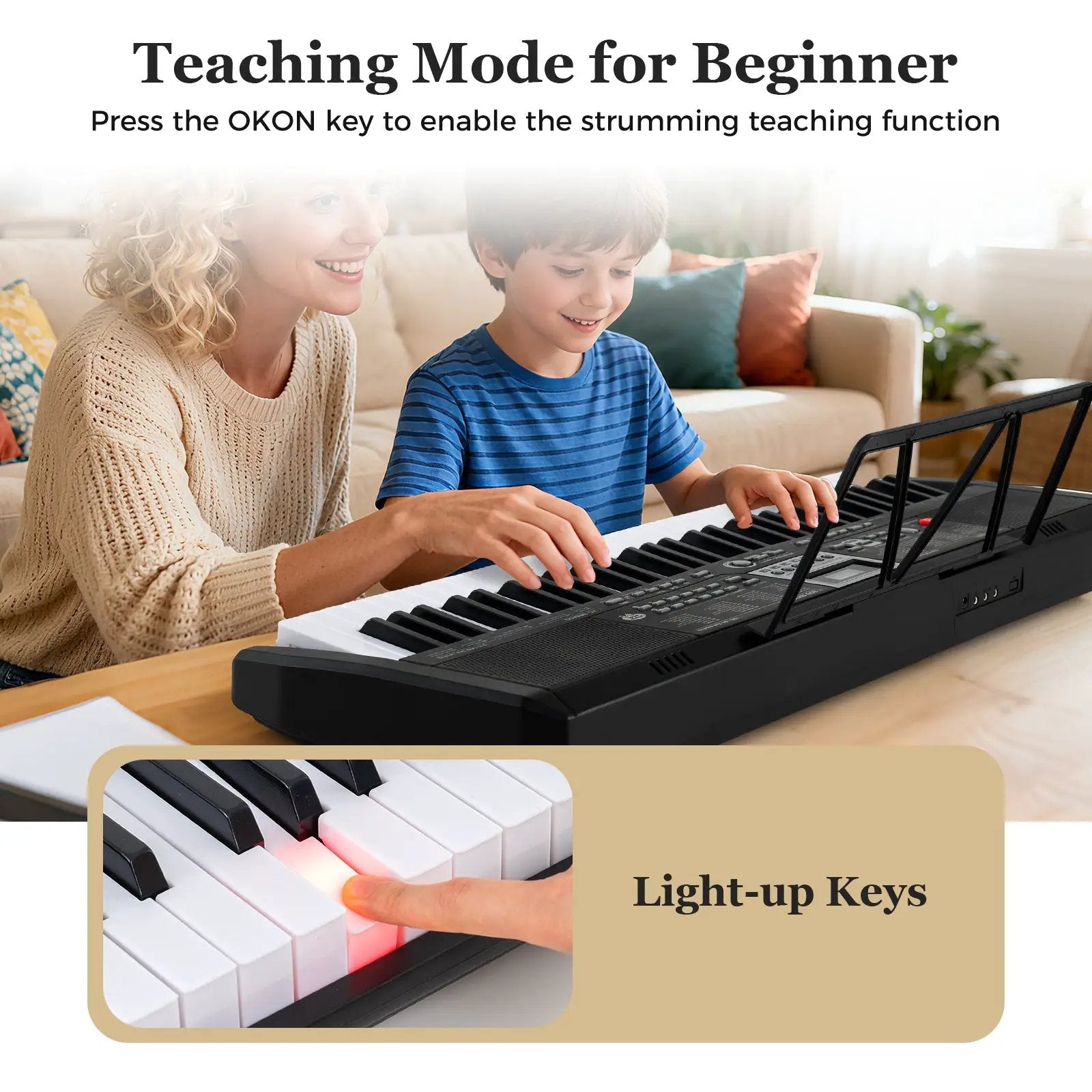 61 Keys Portable Keyboard for Beginners Electric Piano Keyboard Kit with 200 Rhythms and 200 Tones-Black by DirectDeals
