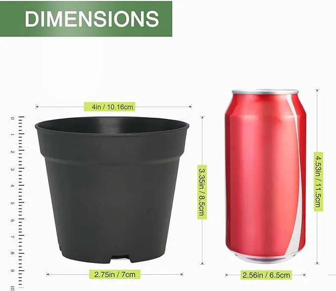 4 inch Small Plant Pots, 28 Pack Plastic Planters with Drainage Holes and Saucers for Flowers Plants, Succulents, Seed Starting Pots, Black by GreenHaven Gardens