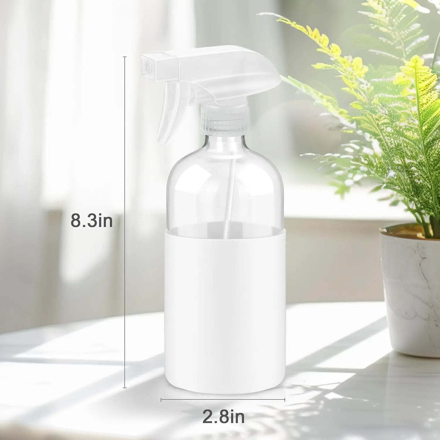 2 Pack Glass Spray Bottles with Silicone Sleeve, 16 oz Empty Refillable Containers with Adjustable Spray Nozzles, Spray Bottles for Hair, Cleaning Solutions and Plants White by GreenHaven Gardens