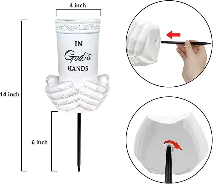 BAYN Grave Decorations for Cemetery, Hand Held Vases with Spikes for Garden Decorations Waterproof Garden Statues Memorial Gifts for Loss of Loved One by GreenHaven Gardens
