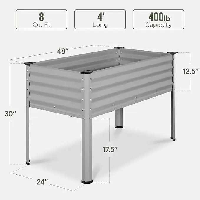 Best Choice Products 48x24x30in Galvanized Raised Garden Bed, Metal Elevated Planter Box, Vegetable Garden for Backyard, Patio, Balcony - Moonlight Gray by GreenHaven Gardens