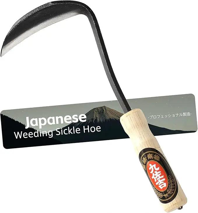 Japanese Weeding Sickle Hoe, Sickle Garden Tool Hand Grass Sickle, Weeding Tool for Gardening with High Carbon Sharp Steel Blade Edge for Cutting Grass,Digging Quick Work (Japanese Weeding Sickle) by GreenHaven Gardens