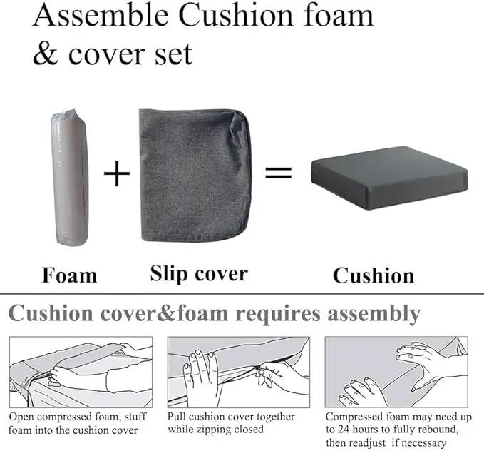 Patio Chair Cushions Set of 2 Non Slip Bottom Chair Pad with Ties Waterproof Square Outdoor Seat Cushion Replacement for Garden Swing Furniture 20x20 Inch, Navy Blue by GreenHaven Gardens