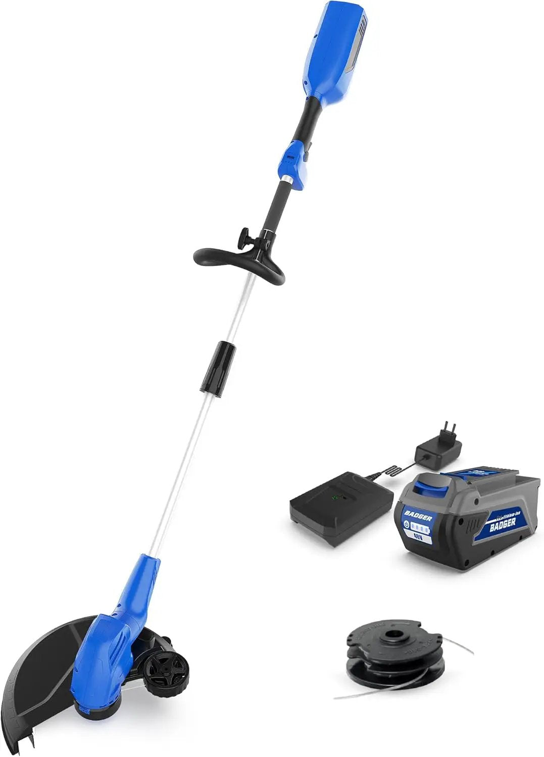WILD BADGER POWER Weed Wacker 40V 13'' Cordless 2 in 1 String Trimmer/Edger with Auto Feed, 2.0Ah Battery and Charger, 2 Pack Trimmer Line by GreenHaven Gardens