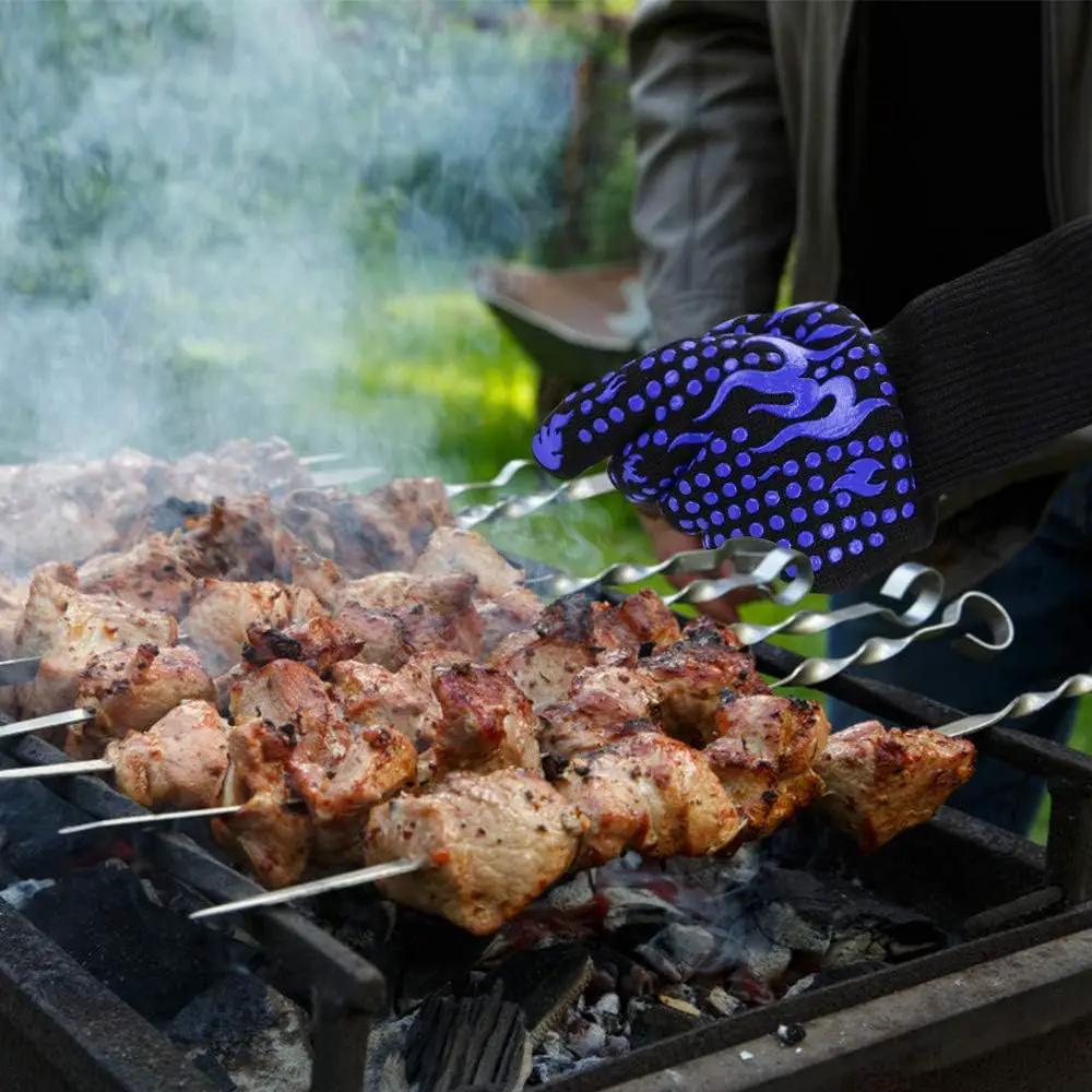 Comsmart BBQ Gloves, 1472F Heat Resistant Silicone Non-Slip Oven Mitts, Long Kitchen Gloves Perfect for Grilling, Cooking, Baking, Cutting, Blue by GreenHaven Gardens