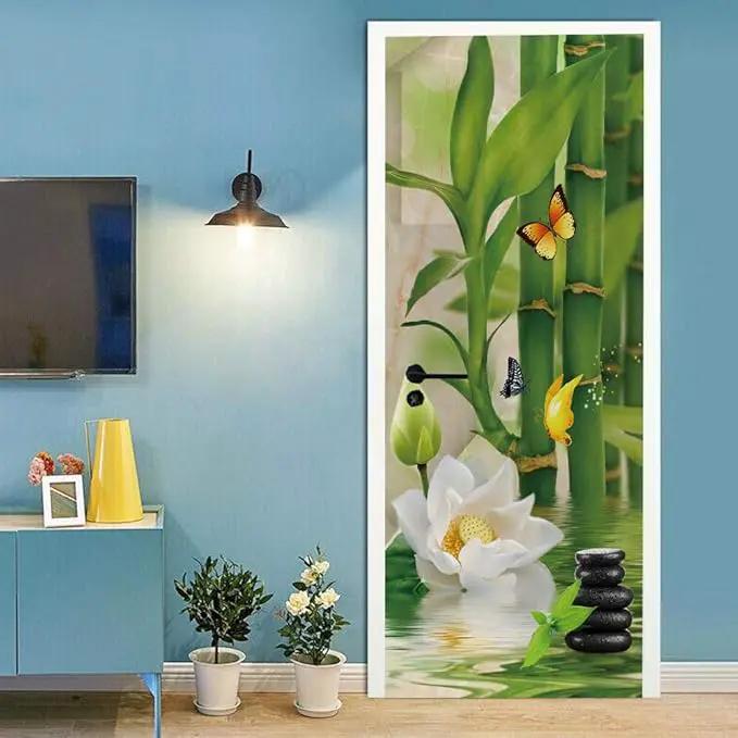 3D Door Stickers Murals Peel and Stick - Bamboo - Wallpaper Self-Adhesive Decals Removable PVC Waterproof Door Poster for Bedroom Living Room 30.3" x 78.7" by GreenHaven Gardens