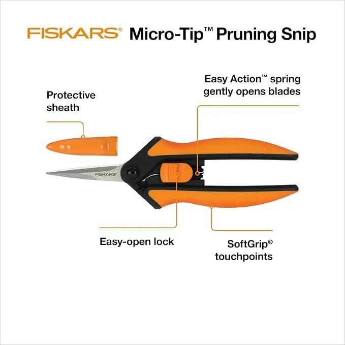Fiskars 6" Pruning Scissors for Flower Stems, Herbs, Buds, and Small Plants, Garden Snips with Stainless Steel Blades, Gardening Trimmers with Comfortable Handle by GreenHaven Gardens