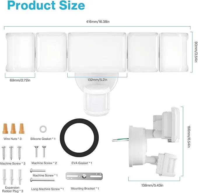 Olafus 100W Motion Sensor Outdoor Lights, 10000LM 2 Pack Motion Sensor Flood Light, Dusk to Dawn Outdoor Lighting, IP65 Waterproof Motion Detector Lights for Outside, White by GreenHaven Gardens