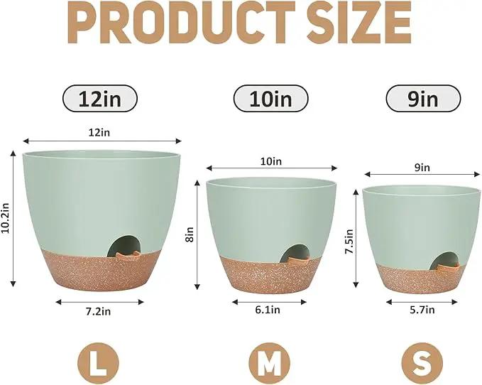 12" 10" 9" Large Self Watering Plant Pots, 3 Pack Flower Pots Planters with Multi Mesh Drainage Holes for Indoor Outdoor Garden Plants and Flowers. by GreenHaven Gardens