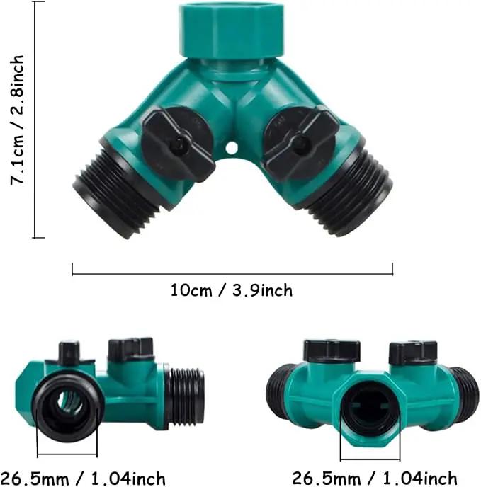Garden Hose Splitter, 2pcs 3/4" 2 Way Plastic Water Hose Splitter, Garden Hose Connector with Faucet Watering Shut Off for Landscaping, Gardening, Flower Planting, Irrigation by GreenHaven Gardens