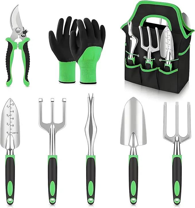 8-Piece Heavy-Duty Gardening Tools with Ergonomic Handles and Storage Bags Make A Wonderful Gift for Parents by GreenHaven Gardens