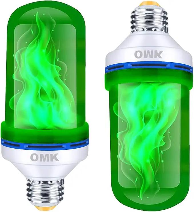 OMK - Christmas Decorations LED Flame Effect Light Bulbs - Upgraded 4 Modes Green Fire Simulated Lamps - Holiday/Christmas Gifts/Indoor/Outdoor Decoration Lights (2Pack) by GreenHaven Gardens