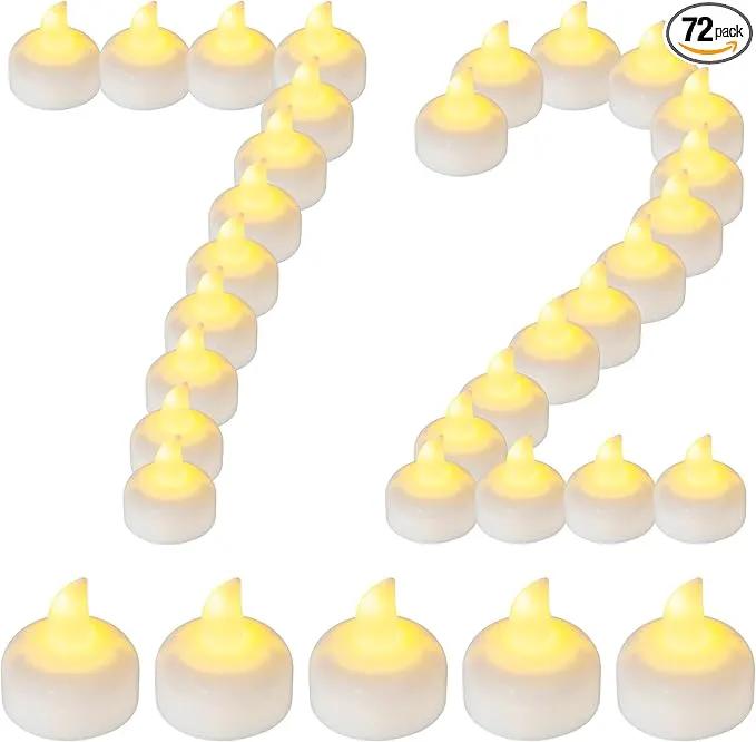 72 Pack Flameless Flickering Floating Tea Lights, Warm White Battery Operated Outdoor Waterproof Candles, LED Votive Tealight Candles Bulk for Wedding Centerpiece Vase Pond Halloween Decorations by GreenHaven Gardens