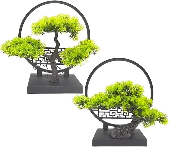 Ryoma Artificial Pine Tree Set Simulated Bonsai Features Ornaments Chinese - Style Desktop Screen Ornament 2 Set by GreenHaven Gardens