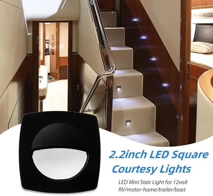 Dream lighting 12volt LED Black Recessed Companion Way Courtesy Light for Marine Ship Boat Cabin, RV Stair Step Light, Exterior Patio Garden Landscape Lighting –Square, Cool White, Pack of 6 by GreenHaven Gardens