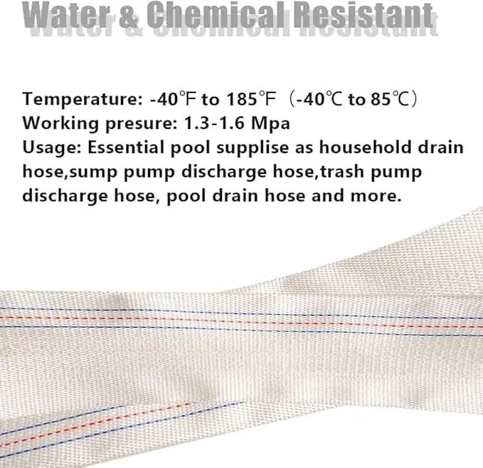 1" 30M-98FT Lay-Flat Hose Water Pool Cleaning Belt Discharge Pump Hose With Aluminum Clamps Fittings Fire Hose Length Connection Pump Hose for House,Garden,Irrigation, Water pumping hose Firehose by GreenHaven Gardens